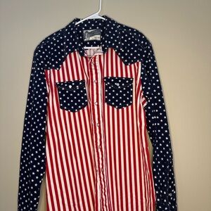 Patriotic Star and Stripe Button-Up Shirt